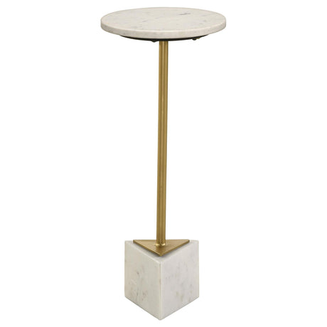 Fulcher Round Metal Side Table White and Gold - 936191 - Luna Furniture