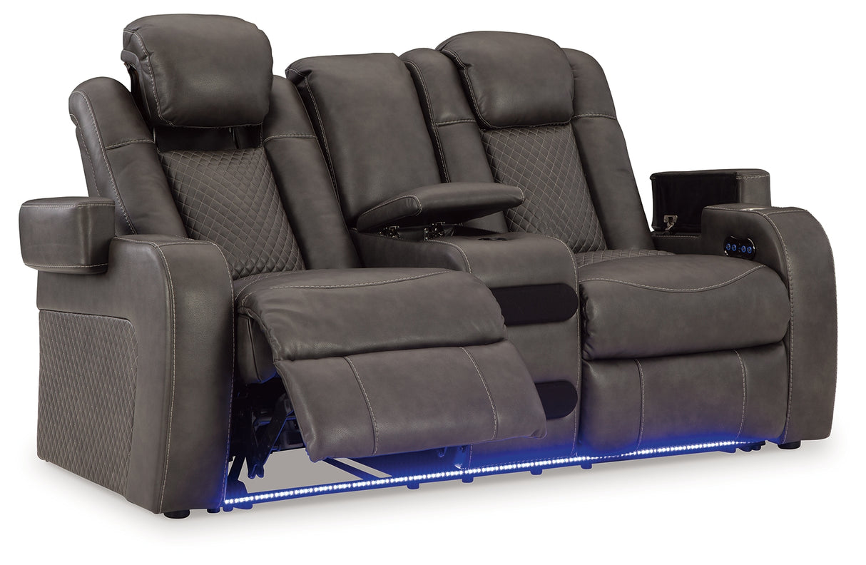 Fyne-Dyme Shadow Power Reclining Loveseat with Console - 3660218 - Luna Furniture
