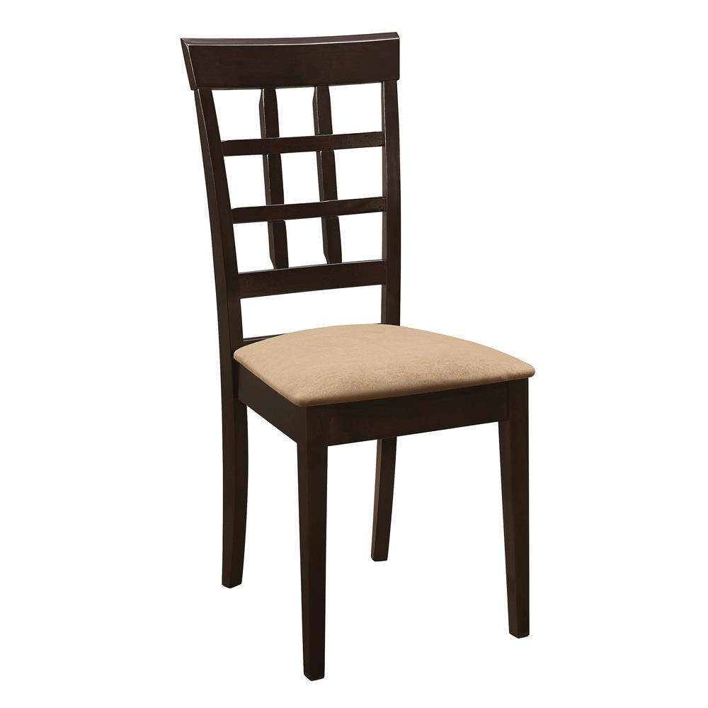 Gabriel Cappuccino and Tan Lattice Back Side Chairs, Set of 2 from Coaster - Luna Furniture