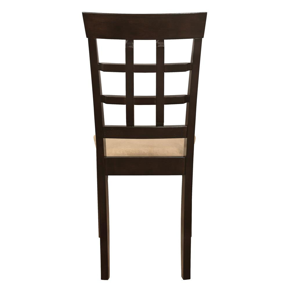 Gabriel Lattice Back Side Chairs Cappuccino and Tan (Set of 2) - 100772 - Luna Furniture