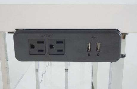 Gallimore High Glossy White and Chrome 2-Door Bar Cabinet with Glass Shelf from Coaster - Luna Furniture