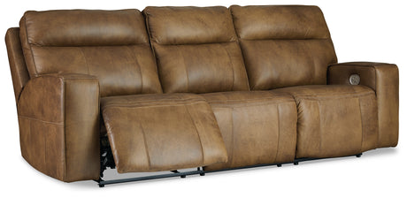 Game Plan Caramel Power Reclining Sofa - U1520615 - Luna Furniture