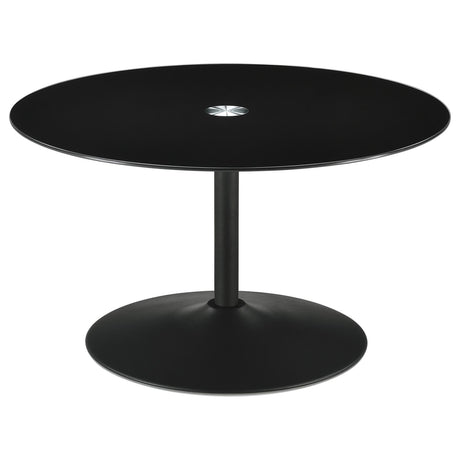 Ganso Round Metal Coffee Table with Tempered Glass Top Black - 709688 - Luna Furniture