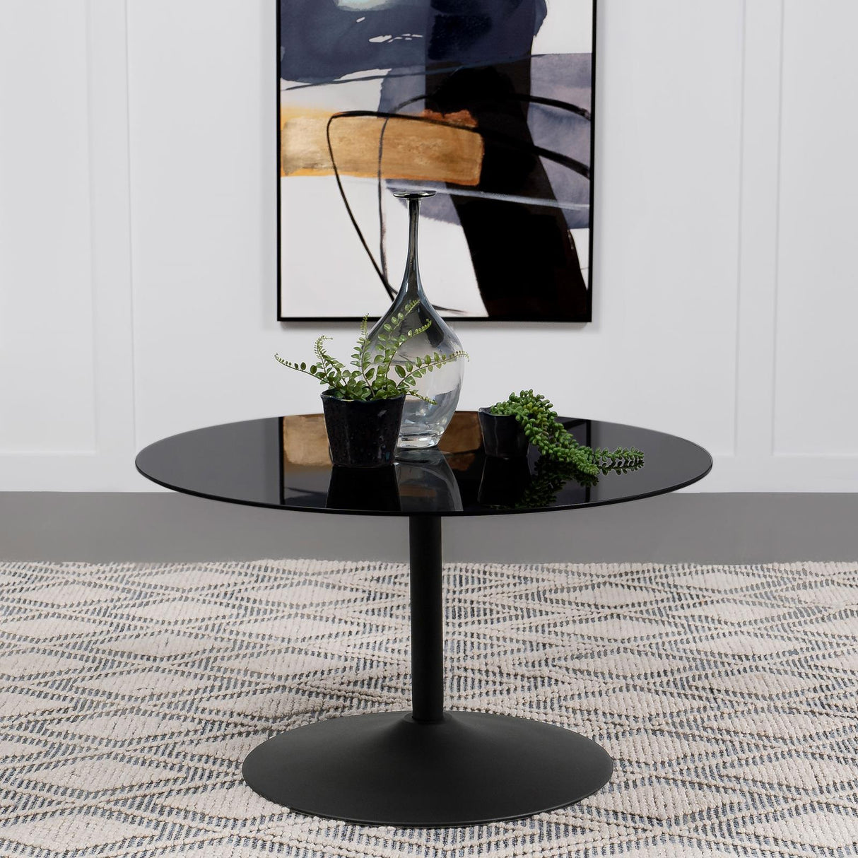 Ganso Black Round Metal Coffee Table with Tempered Glass Top from Coaster - Luna Furniture