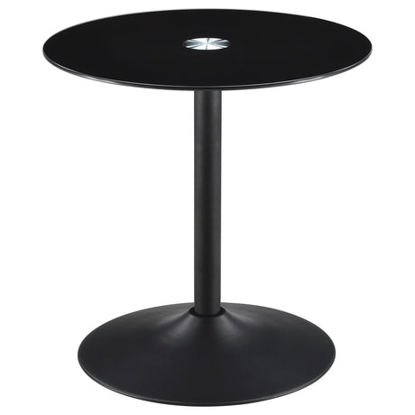 Ganso Round Metal End Table with Tempered Glass Top Black - 709687 - Luna Furniture