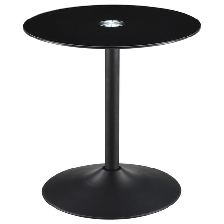 Ganso Black Round Metal End Table with Tempered Glass Top from Coaster - Luna Furniture