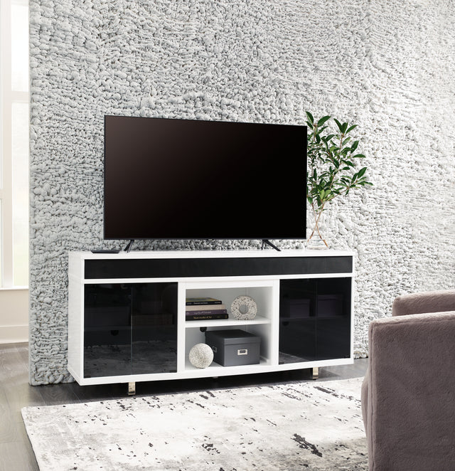 Gardoni White/Black 72" TV Stand - W756-68 - Luna Furniture
