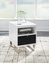 Gardoni White/Black Chairside End Table from Ashley - Luna Furniture
