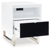 Gardoni White/Black Chairside End Table - T756-7 - Luna Furniture
