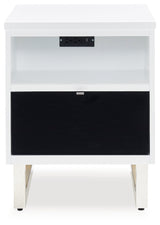 Gardoni White/Black Chairside End Table - T756-7 - Luna Furniture