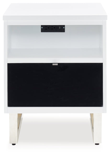 Gardoni White/Black Chairside End Table from Ashley - Luna Furniture