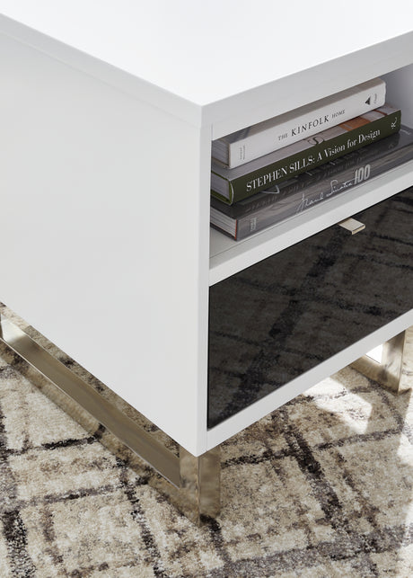 Gardoni White/Black Chairside End Table from Ashley - Luna Furniture