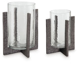 Garekton Clear/Pewter Finish Candle Holder from Ashley - Luna Furniture