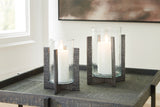 Garekton Clear/Pewter Finish Candle Holder from Ashley - Luna Furniture