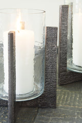 Garekton Clear/Pewter Finish Candle Holder from Ashley - Luna Furniture