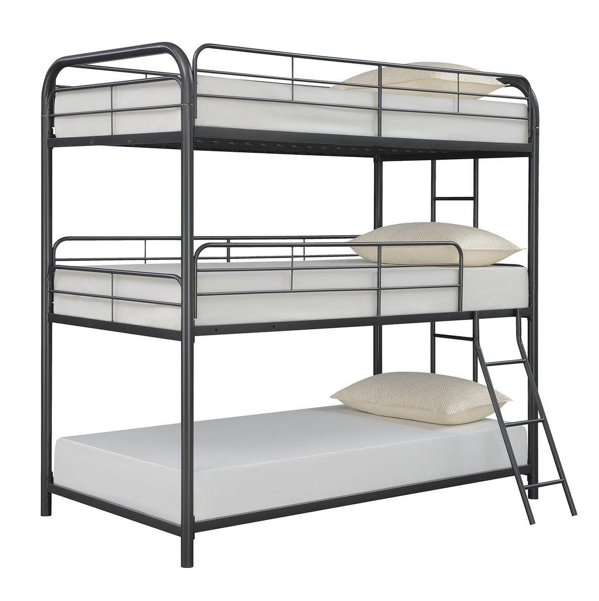 Garner Triple Bunk Bed with Ladder Gunmetal - 400777 - Luna Furniture