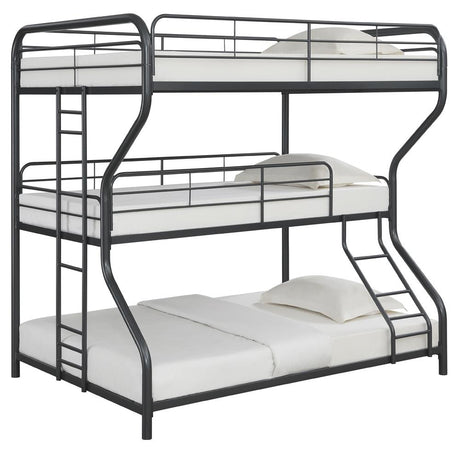 Garner Triple Bunk Bed with Ladder Gunmetal - 400778 - Luna Furniture