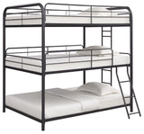 Garner Triple Bunk Bed with Ladder Gunmetal - 400779 - Luna Furniture
