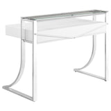 Gemma Glossy White and Chrome 2-Drawer Writing Desk from Coaster - Luna Furniture