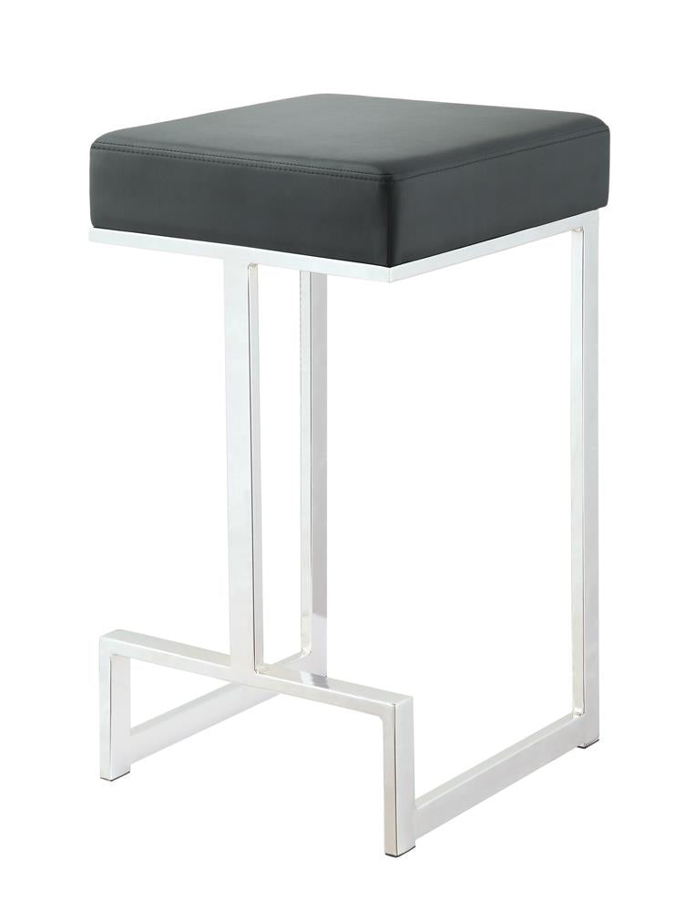 Gervase Black and Chrome Square Counter Height Stool from Coaster - Luna Furniture