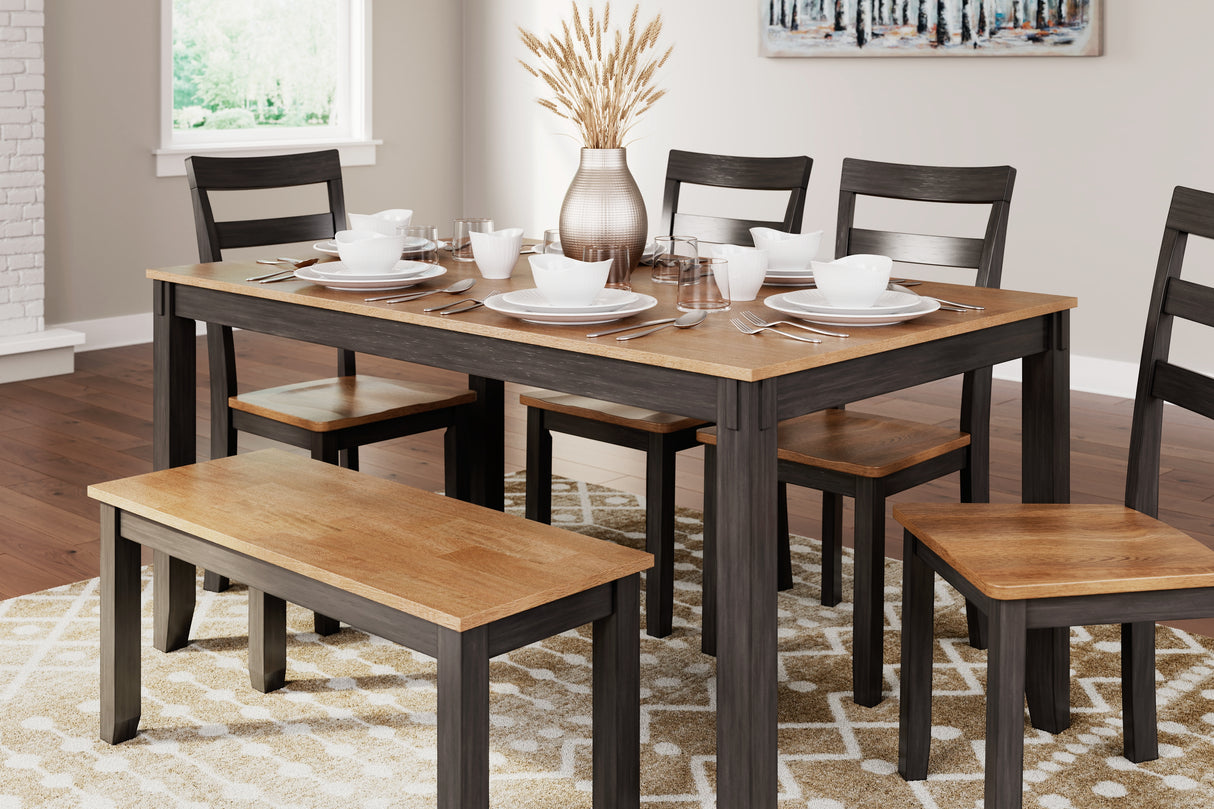Gesthaven Natural/Brown Dining Table with 4 Chairs and Bench (Set of 6) - D396-325 - Luna Furniture