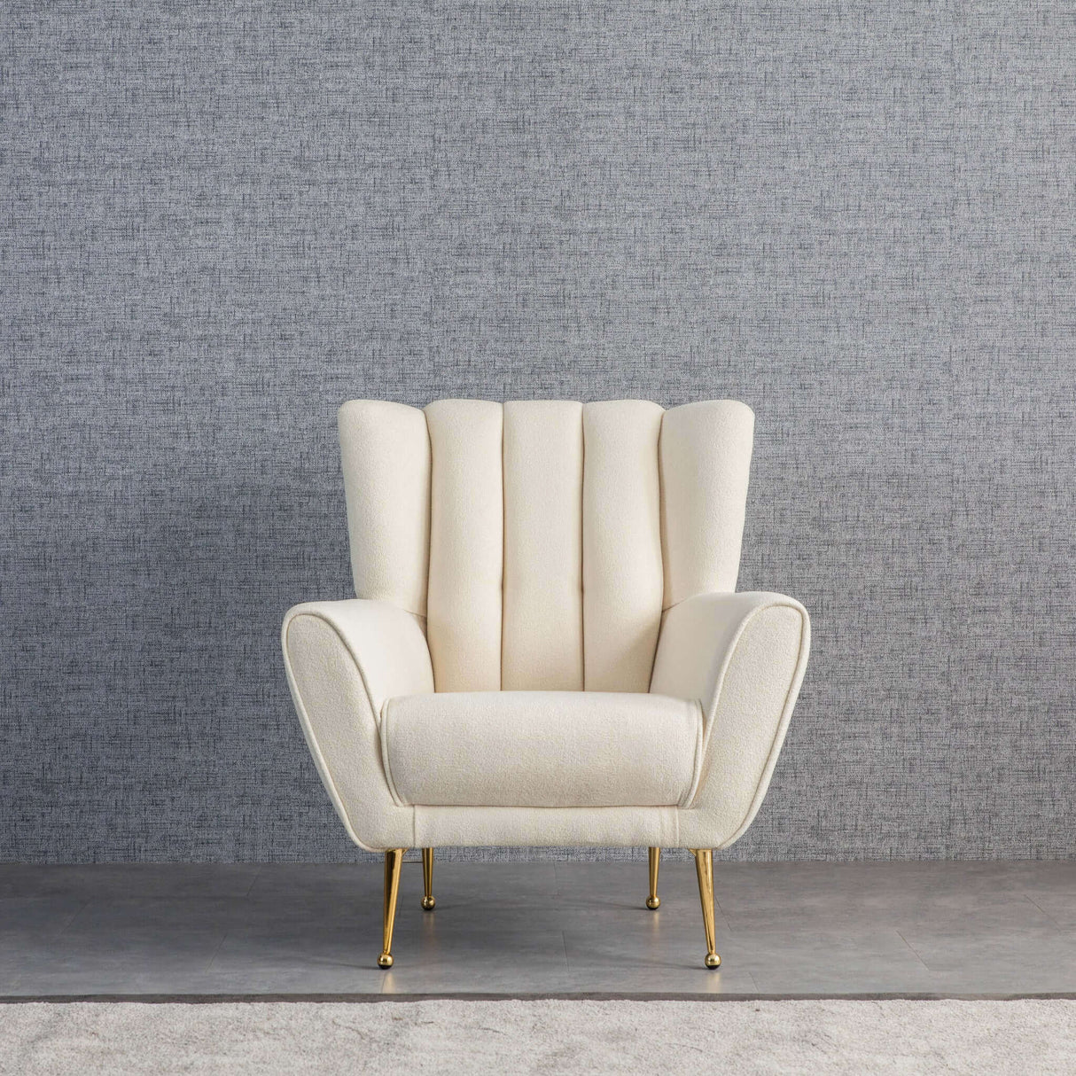 Gianna Mid-Century Modern Tufted French Boucle Armchair Cream - AFC00247 - Luna Furniture