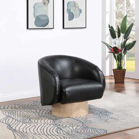 Gibson Faux Leather Accent Chair Black - 484Black - Luna Furniture