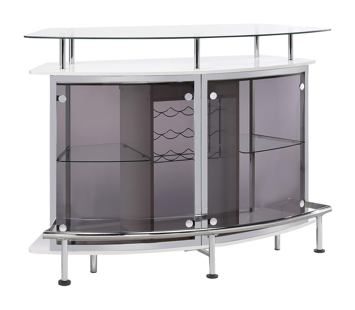 Gideon Crescent Shaped Glass Top Bar Unit with Drawer from Coaster - Luna Furniture