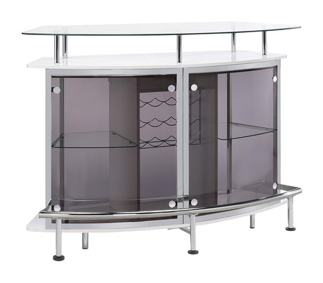 Gideon Crescent Shaped Glass Top Bar Unit with Drawer from Coaster - Luna Furniture