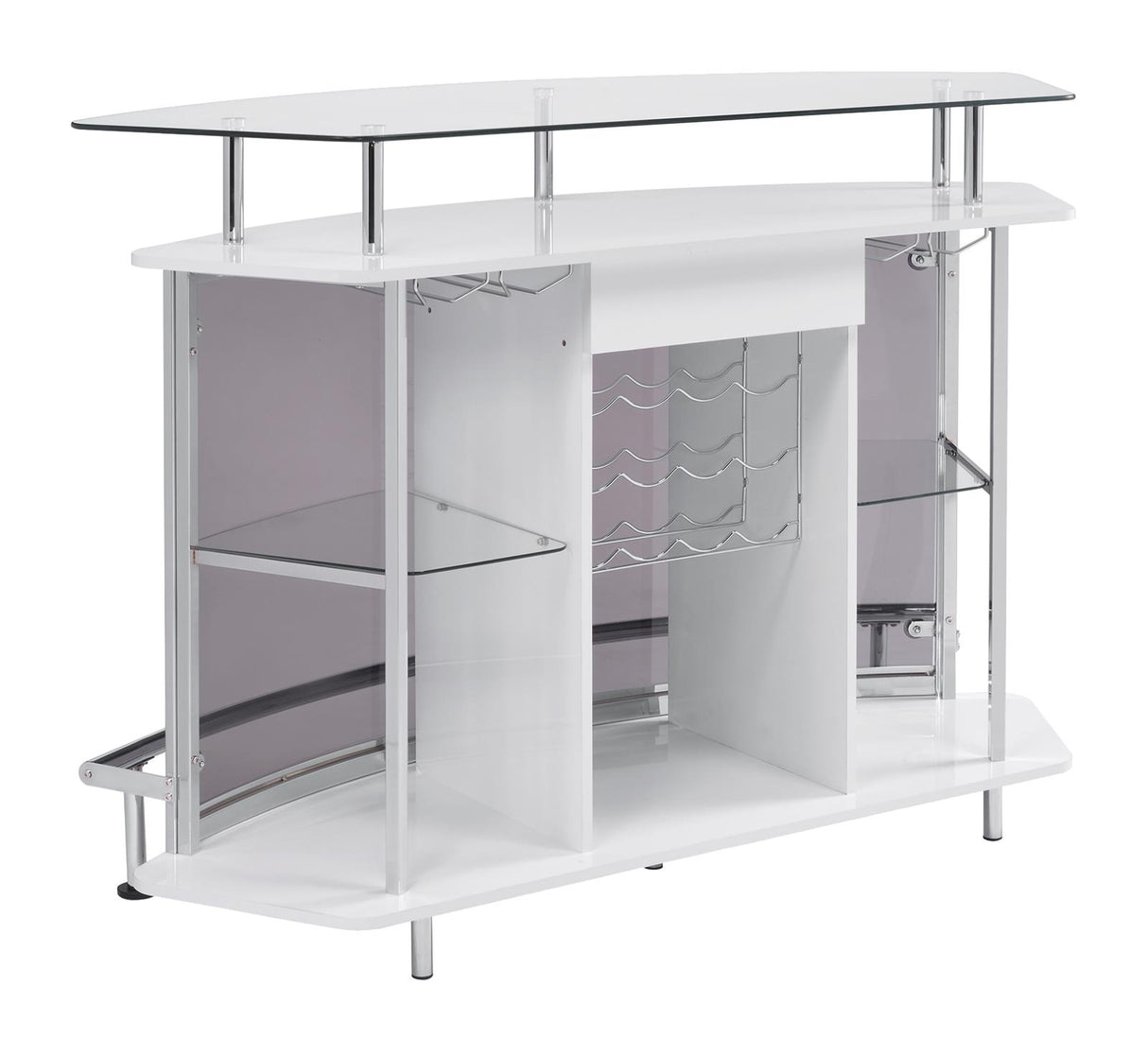 Gideon Crescent Shaped Glass Top Bar Unit with Drawer from Coaster - Luna Furniture