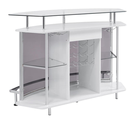 Gideon Crescent Shaped Glass Top Bar Unit with Drawer from Coaster - Luna Furniture