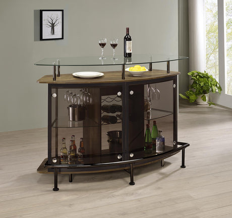 Gideon Crescent Shaped Glass Top Bar Unit with Drawer - 182236 - Luna Furniture
