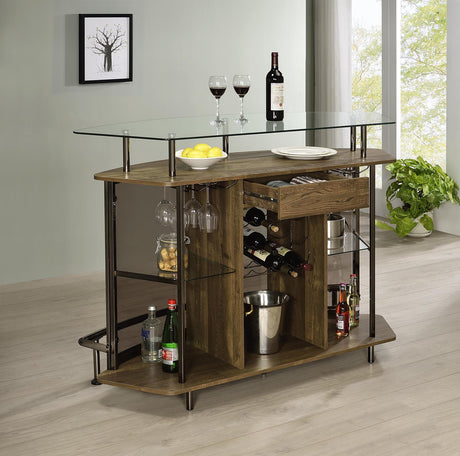 Gideon Crescent Shaped Glass Top Bar Unit with Drawer - 182236 - Luna Furniture