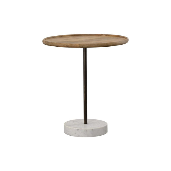 Ginevra Round Wooden Top Accent Table Natural and White - 935881 - Luna Furniture