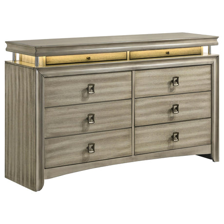Giselle 8-drawer Bedroom Dresser with LED Rustic Beige - 224393 - Luna Furniture