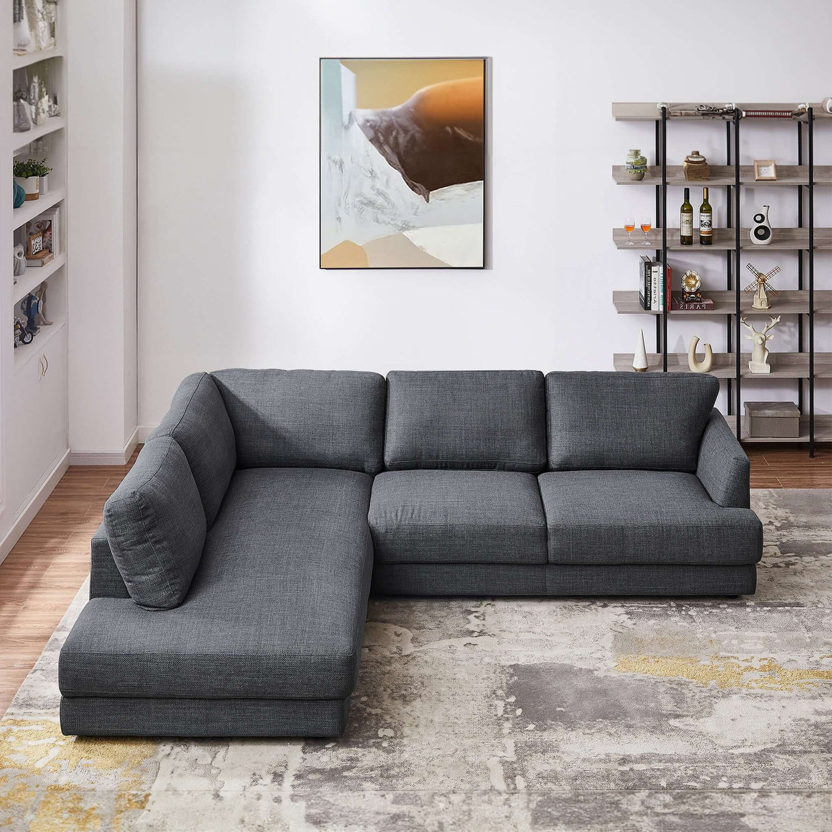 Glander Grey Linen LAF Sectional from Ashcroft Furniture - Luna Furniture