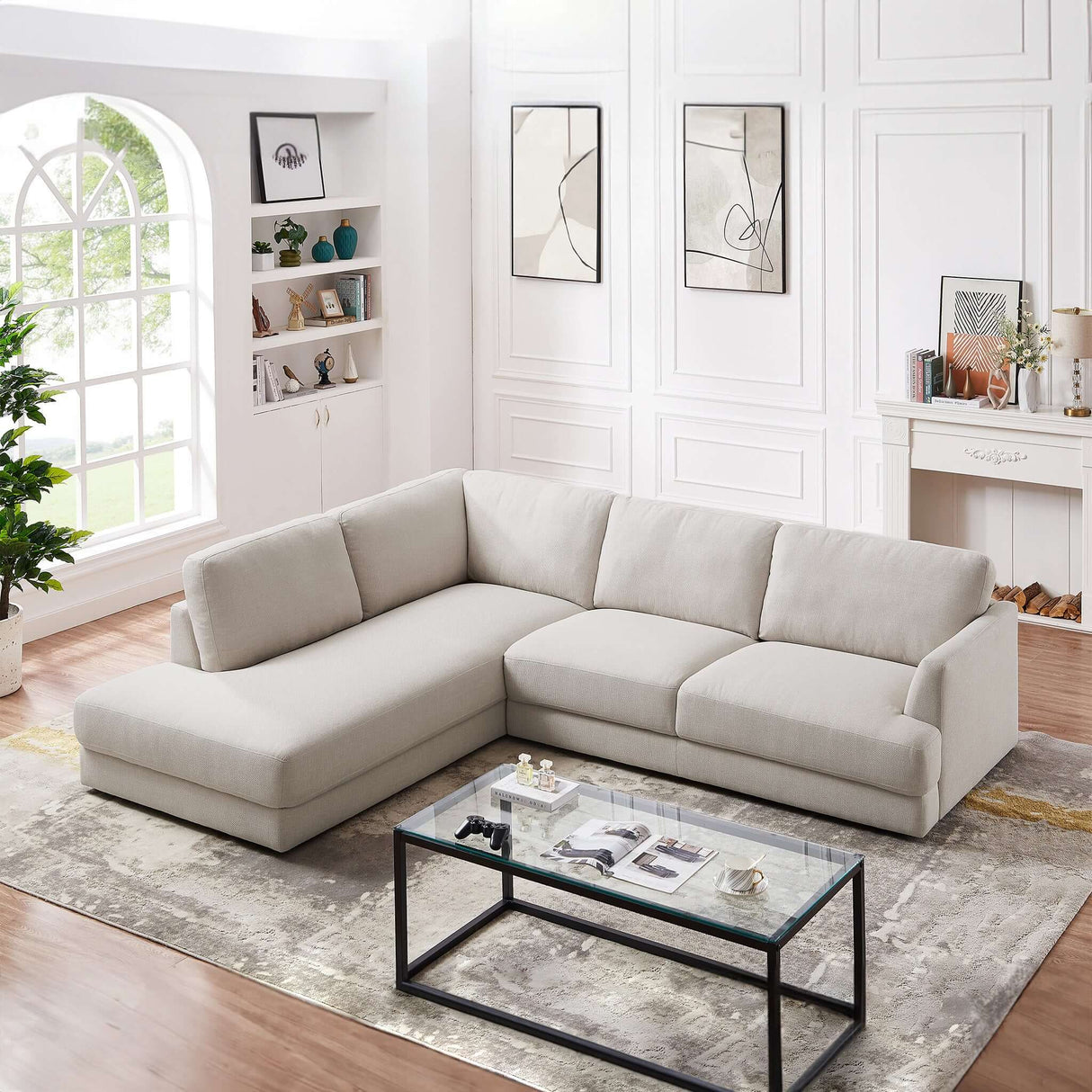 Glander Grey Linen RAF Sectional from Ashcroft Furniture - Luna Furniture