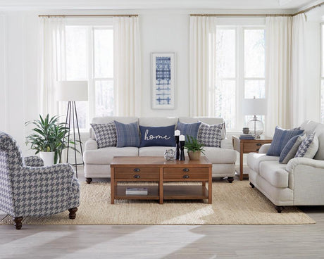 Glenn 3-piece Recessed Arms Living Room Set Light Grey and Blue - 511091-S3 - Luna Furniture