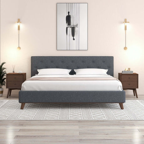 Graceville Dark Grey Platform Bed Queen - AFC00492 - Luna Furniture