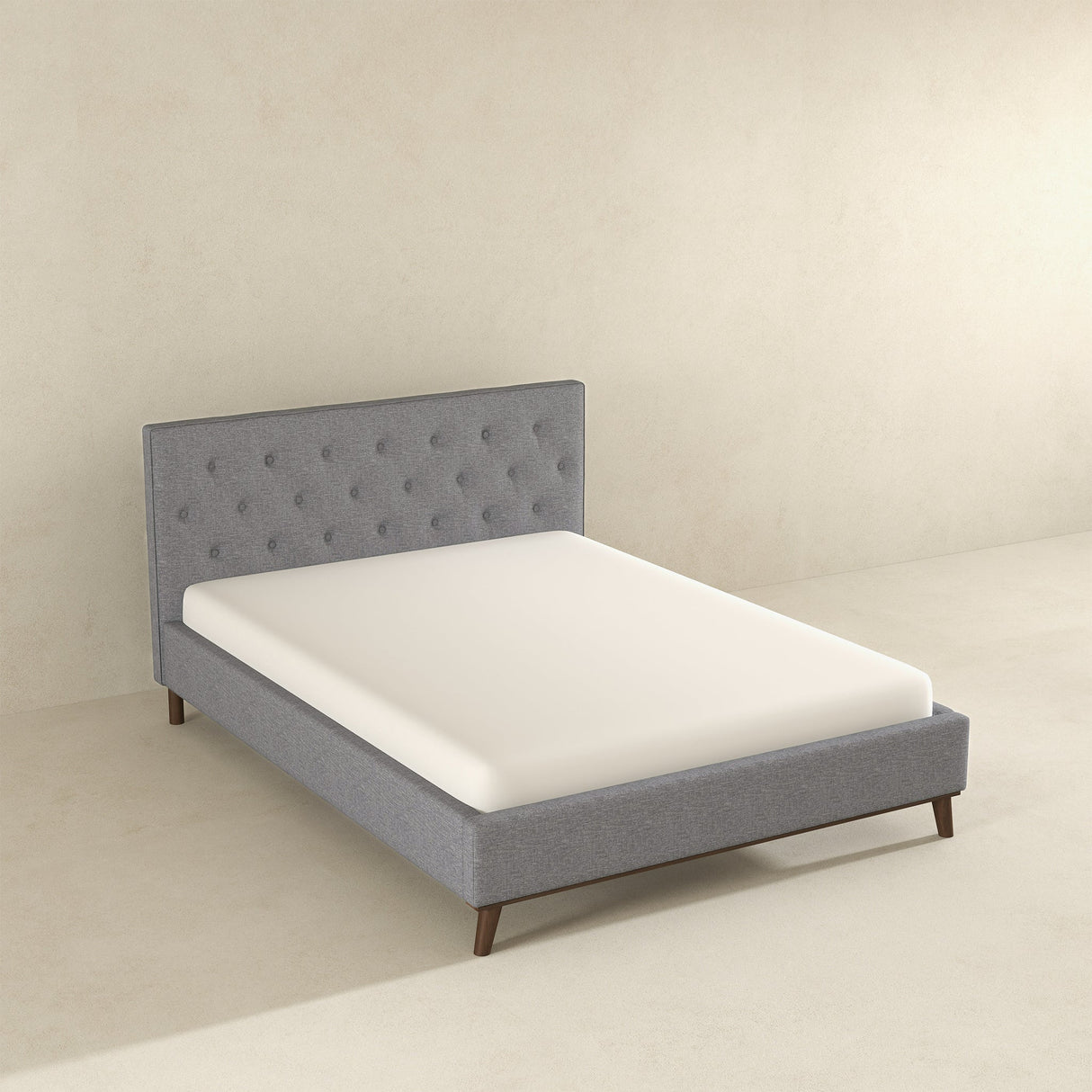 Graceville Mid-Century Modern Queen//King Light Grey Fabric Platform Bed King from Ashcroft Furniture - Luna Furniture