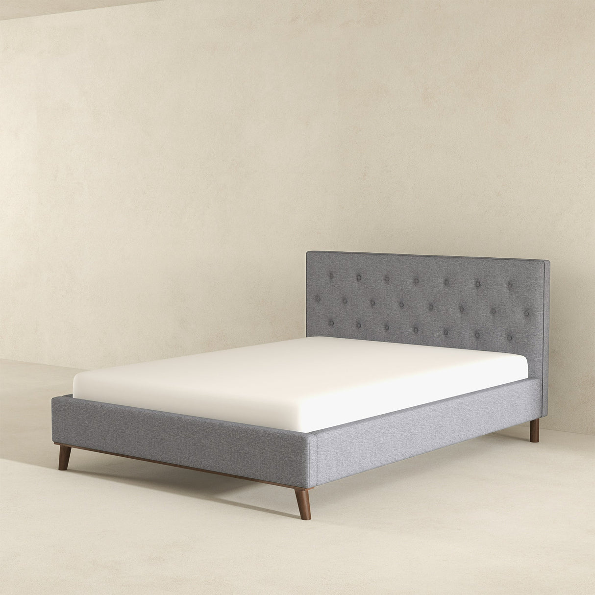 Graceville Mid-Century Modern Queen//King Light Grey Fabric Platform Bed King from Ashcroft Furniture - Luna Furniture