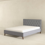 Graceville Mid-Century Modern Queen//King Light Grey Fabric Platform Bed King from Ashcroft Furniture - Luna Furniture