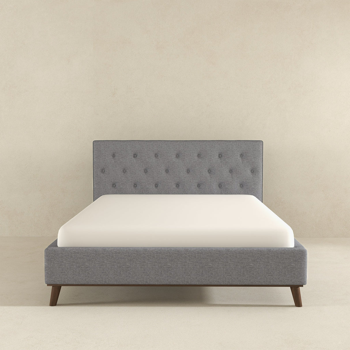 Graceville Mid-Century Modern Queen//King Light Grey Fabric Platform Bed King from Ashcroft Furniture - Luna Furniture