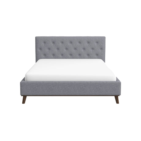Graceville Mid-Century Modern Queen//King Light Grey Fabric Platform Bed Queen - AFC00674 - Luna Furniture
