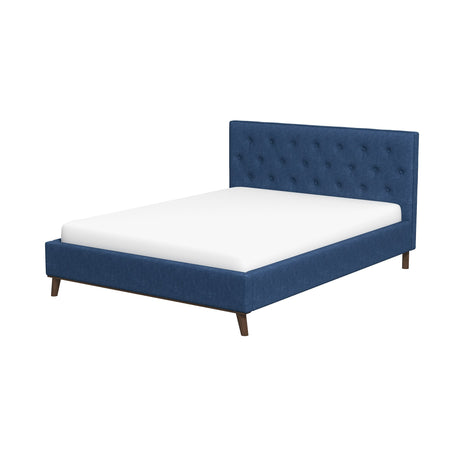 Graceville Mid-Century Modern Queen//King Navy Blue Fabric Platform Bed King - AFC00679 - Luna Furniture