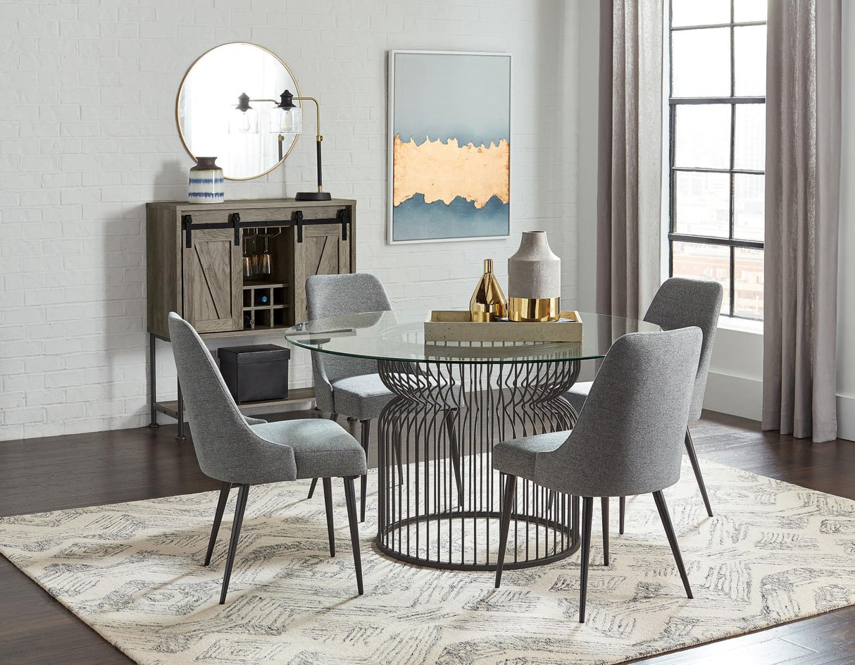 Granvia Clear and Gunmetal Round Glass Top Dining Table from Coaster - Luna Furniture