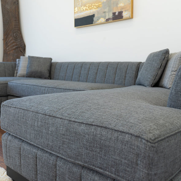Grayson Linen Gray Double Chaise Sectional - GRAYSONGRAY-SEC - Luna Furniture