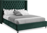 Aiden Green Velvet Queen Bed from Meridian - Luna Furniture