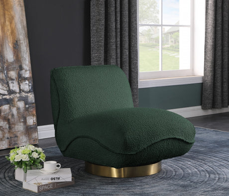 Green Geneva Boucle Fabric Swivel Accent Chair - 492Green - Luna Furniture