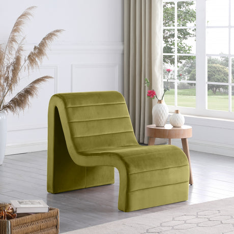 Green Ivy Velvet Accent Chair - 403Olive - Luna Furniture